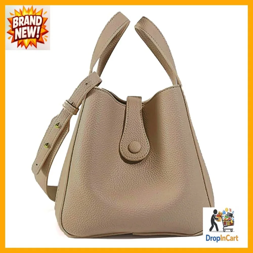 Square Top Handle Satchel Bucket Bag Elegant Work Daily Commute Chic